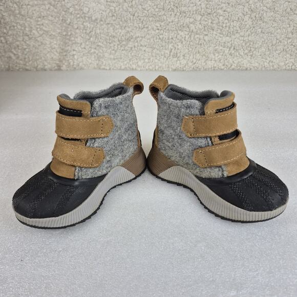 Sorel Toddler 8 Waterproof Winter Boots Gray Tan Suede Felt Duck Boot - Picture 5 of 10